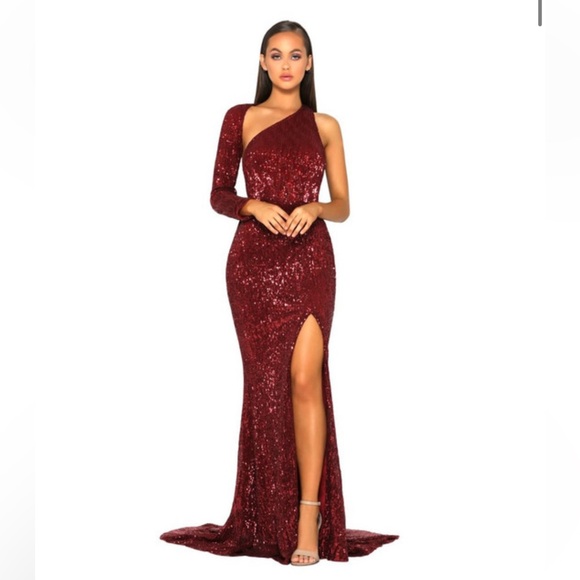 Lady Black Tie Deep Red Gown - Portia & Scarlett - Picture 2 of 4